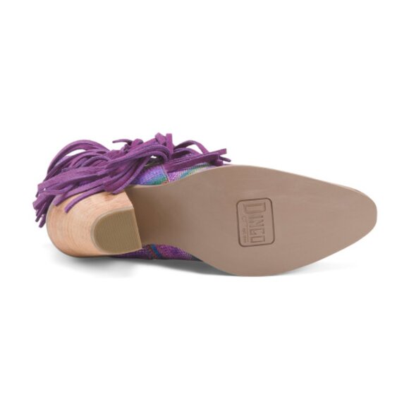 DINGO Made In Mexico Leather And Fabric Fringe Trim Western Boots - Picture 3 of 3